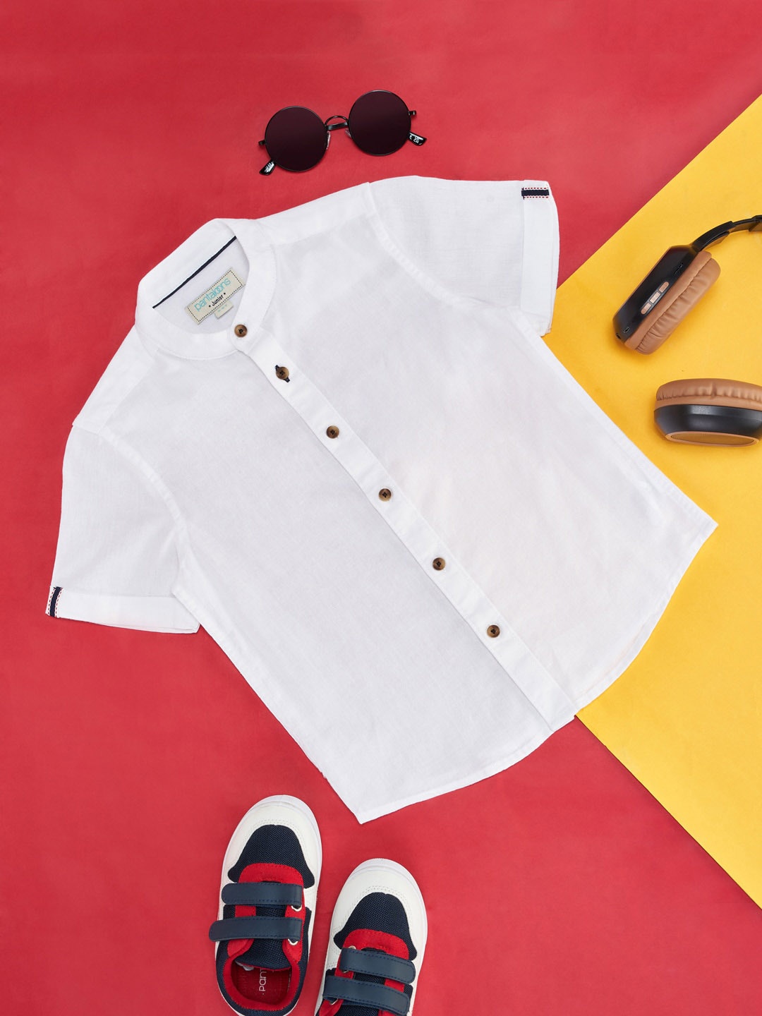 

Pantaloons Junior Boys Mandarin Collar Cotton Casual Shirt, White