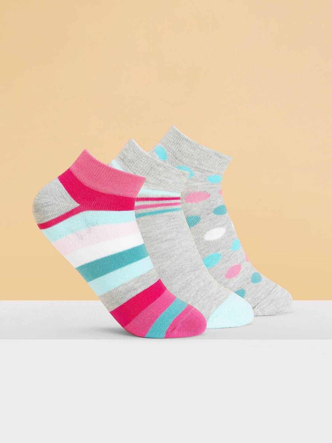 

Honey by Pantaloons Women Pack Of 3 Patterned Ankle-Length Socks, Pink