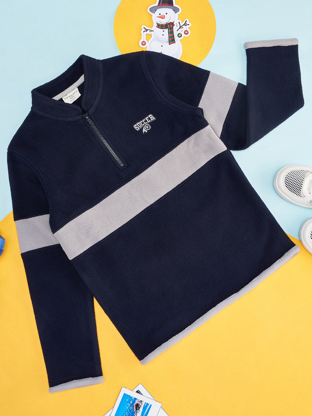 

Pantaloons Junior Boys Colourblocked Pullover Sweatshirt, Navy blue