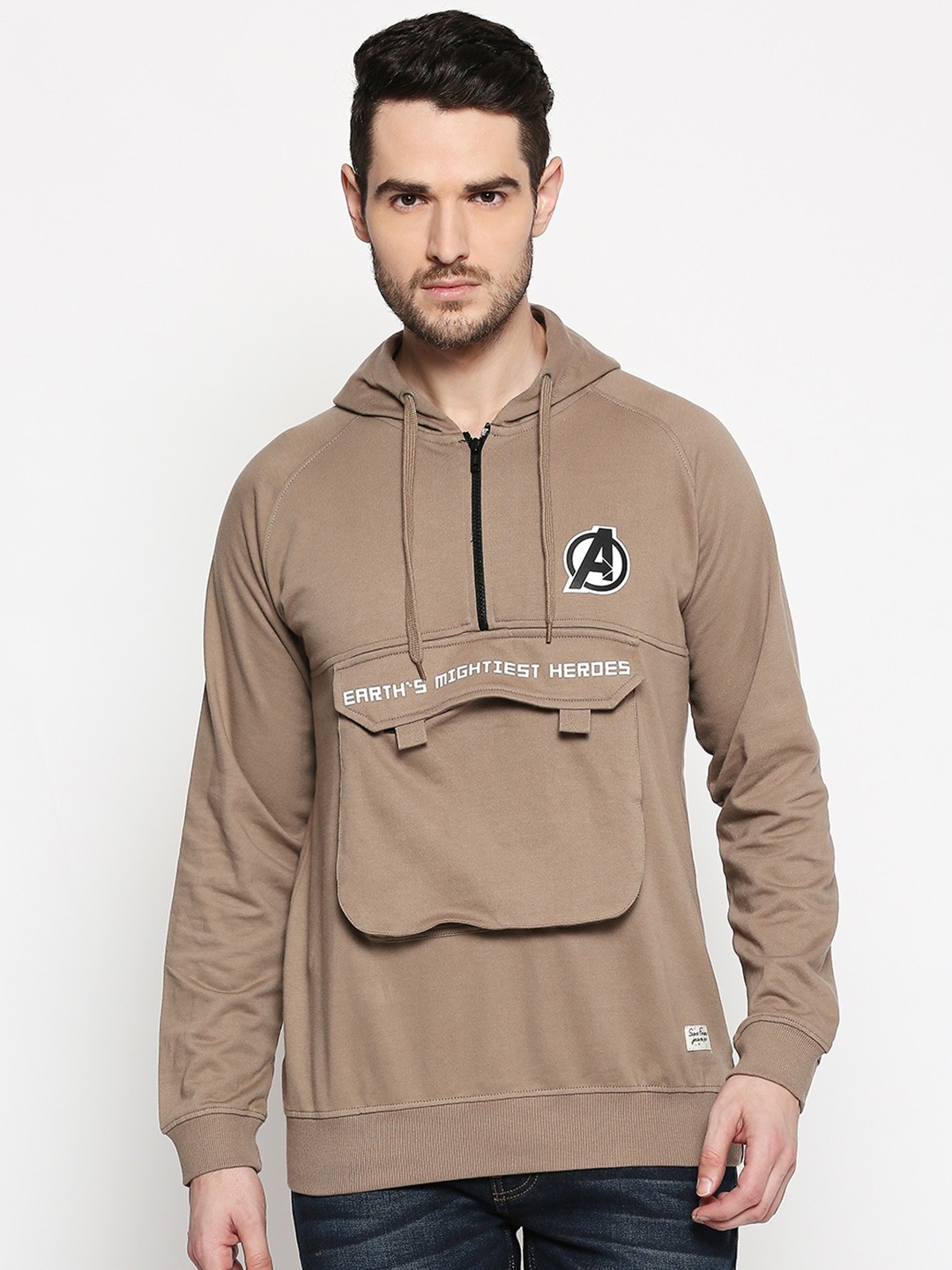 

SF JEANS by Pantaloons Hooded Cotton Sweatshirt, Beige