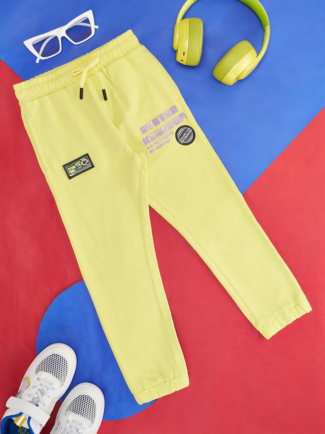 

Pantaloons Junior Boys Cotton Relaxed-Fit Joggers, Lime green