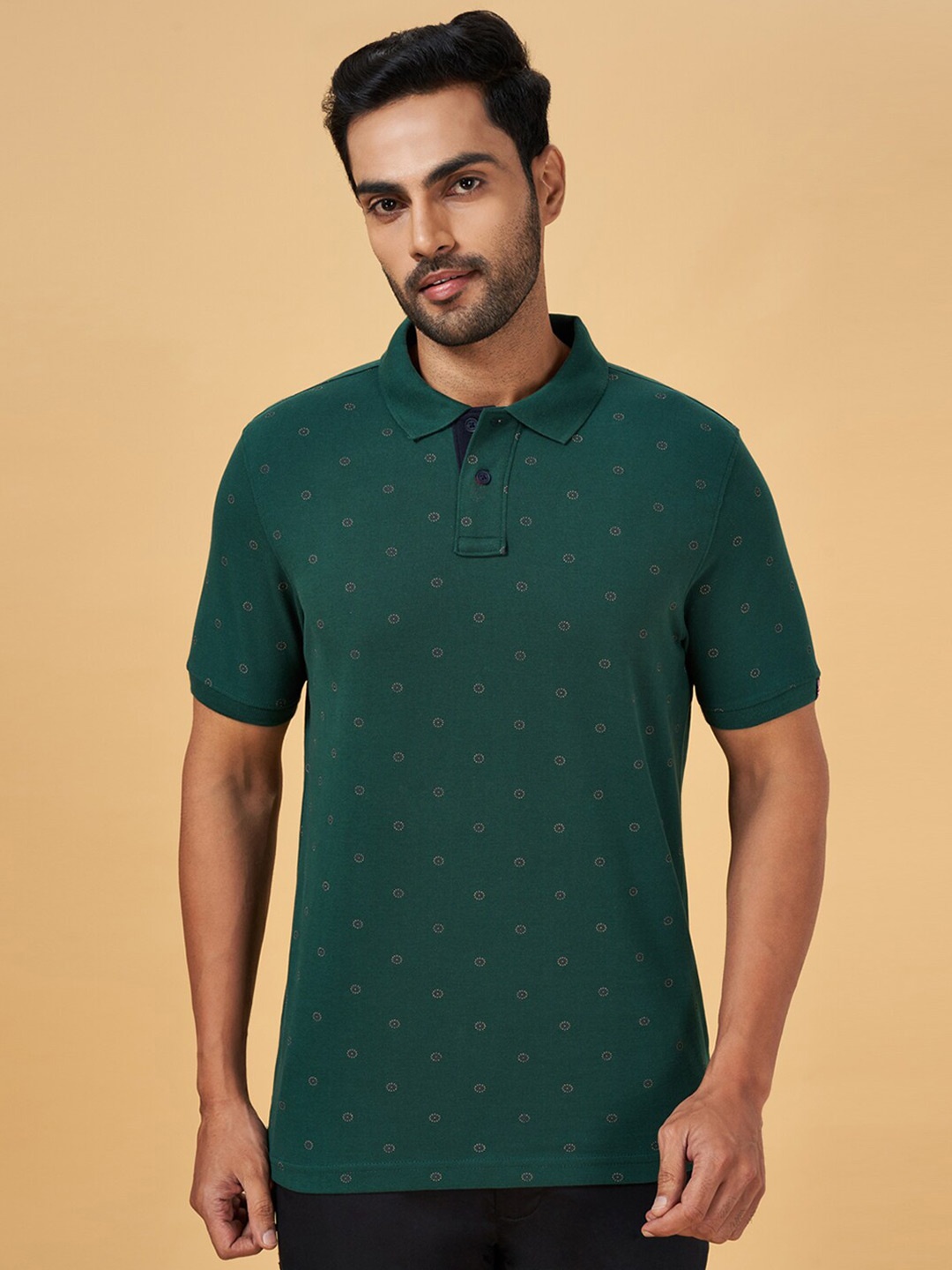 

BYFORD by Pantaloons Floral Printed Polo Collar Slim Fit T-shirt, Green