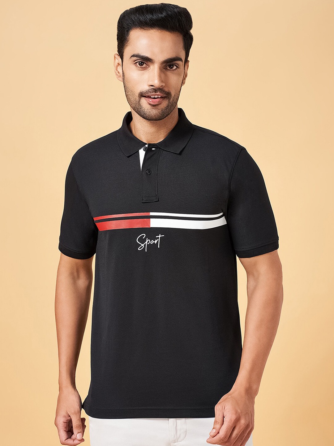 

BYFORD by Pantaloons Polo Collar Slim Fit T-shirt, Black