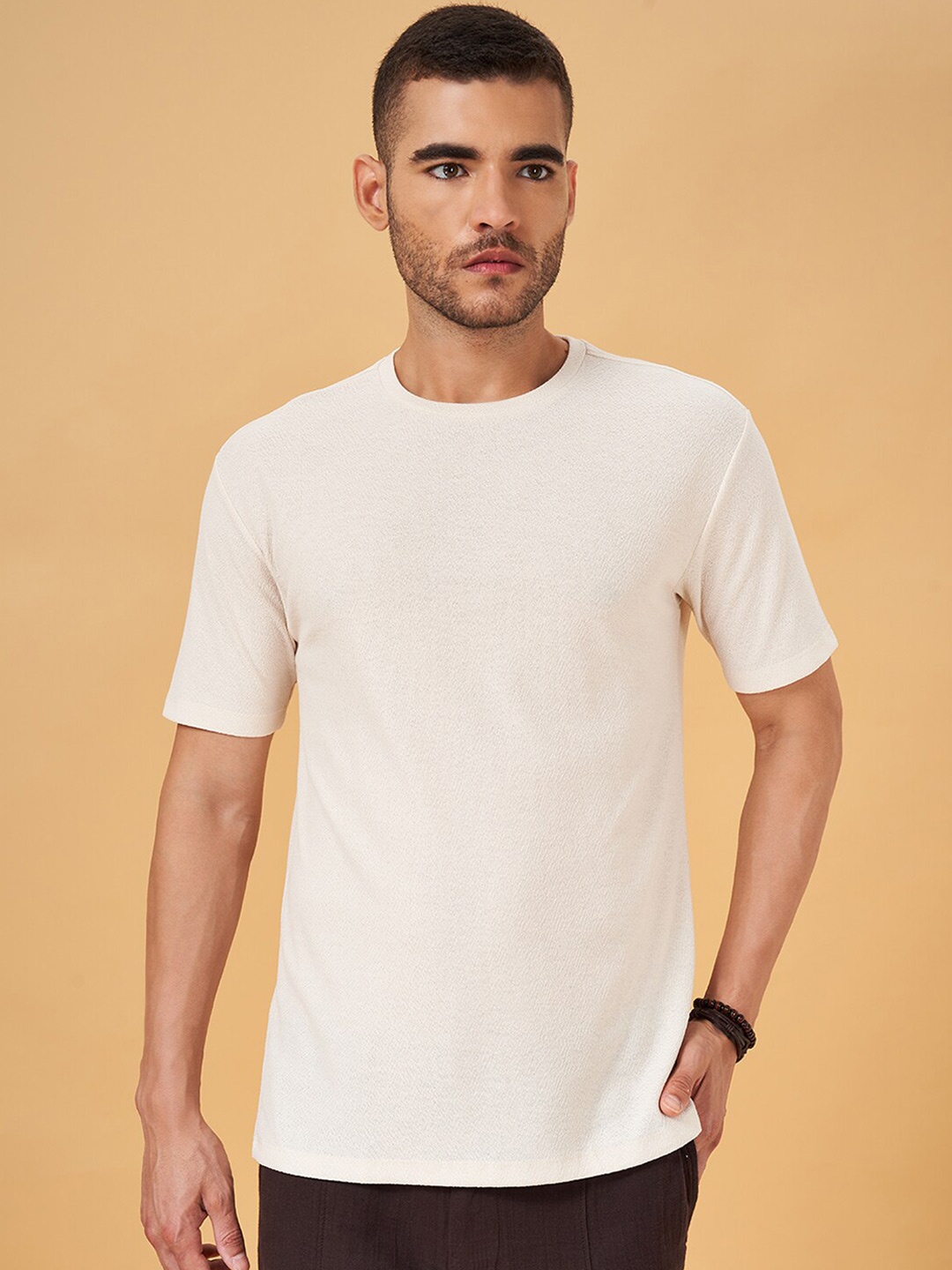 

7 Alt by Pantaloons Round Neck Relaxed Fit T-shirt, Off white