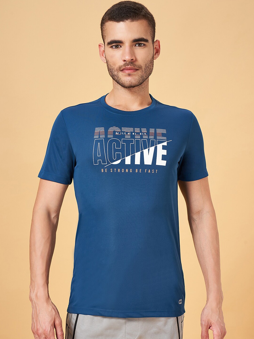 

Ajile by Pantaloons Typography Printed Slim Fit T-shirt, Teal