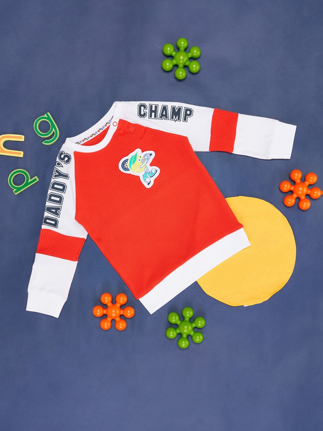 

Pantaloons Baby Infant Boys Colourblocked Cotton T-shirt, Red