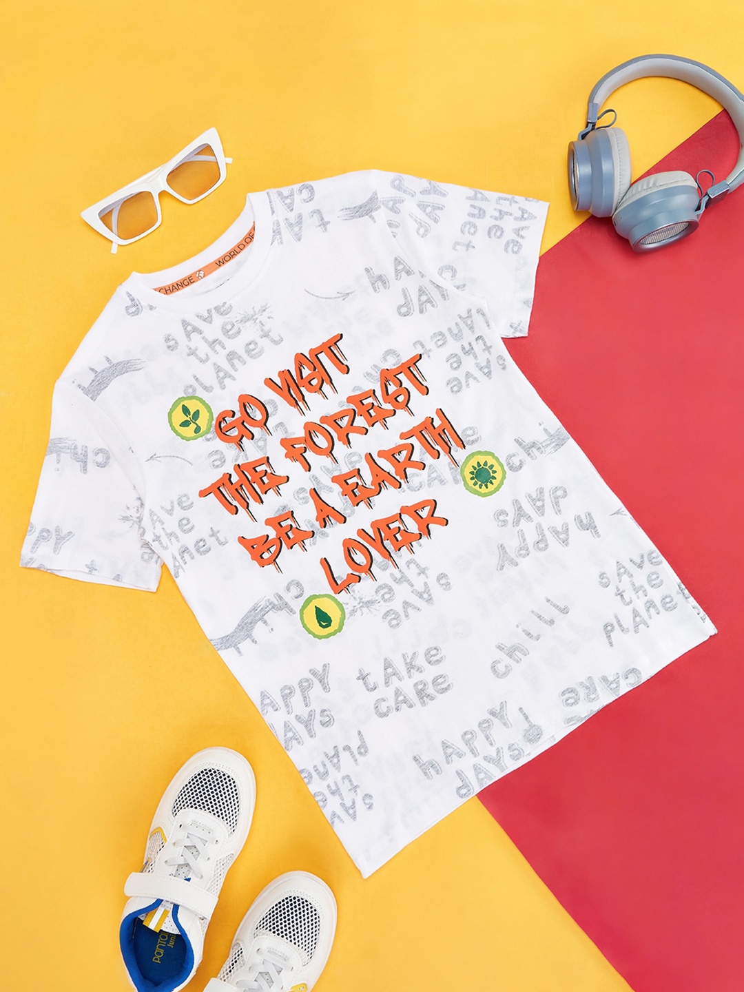 

Pantaloons Junior Boys Typography Printed Cotton T-shirt, White