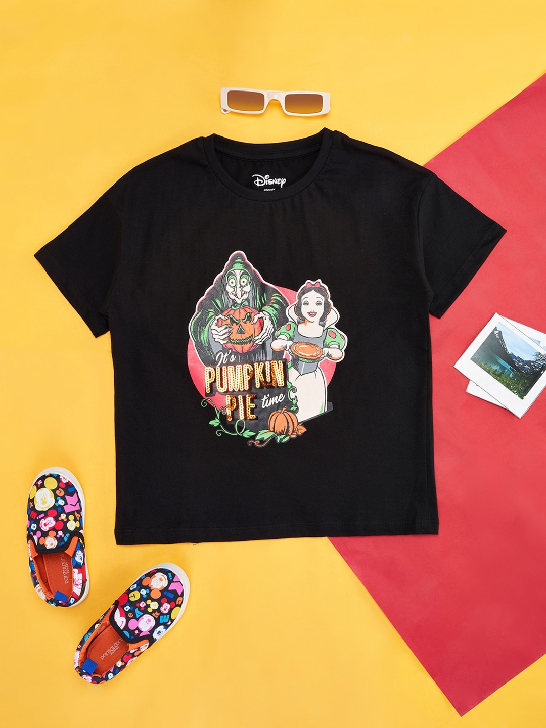 

Pantaloons Junior Girls Printed Cotton T-shirt, Black