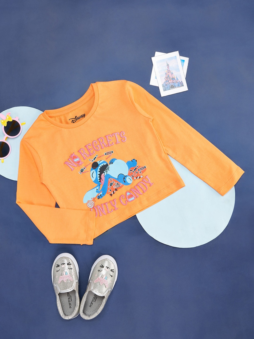 

Pantaloons Junior Girls Graphic Printed T-shirt, Orange