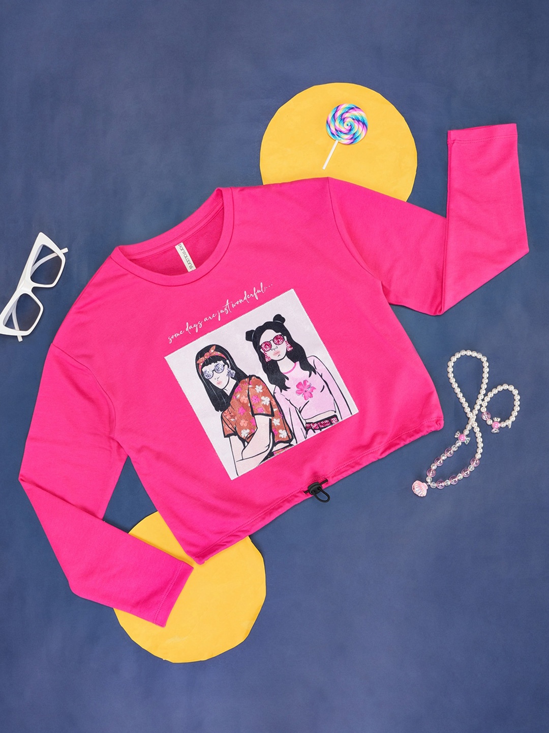 

Pantaloons Junior Girls Graphic Printed T-shirt, Fuchsia