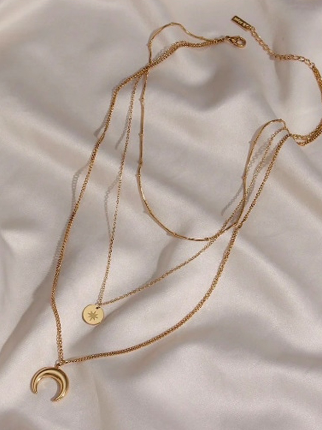 

Inaya Gold Plated Stainless Steel Layered Ethnic Style Necklace