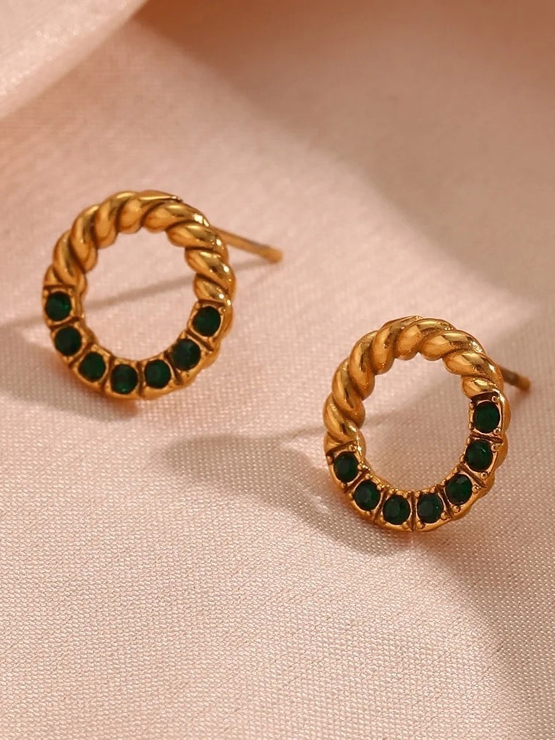 

Inaya 18KT Gold-Plated Contemporary Stud Earrings, Green