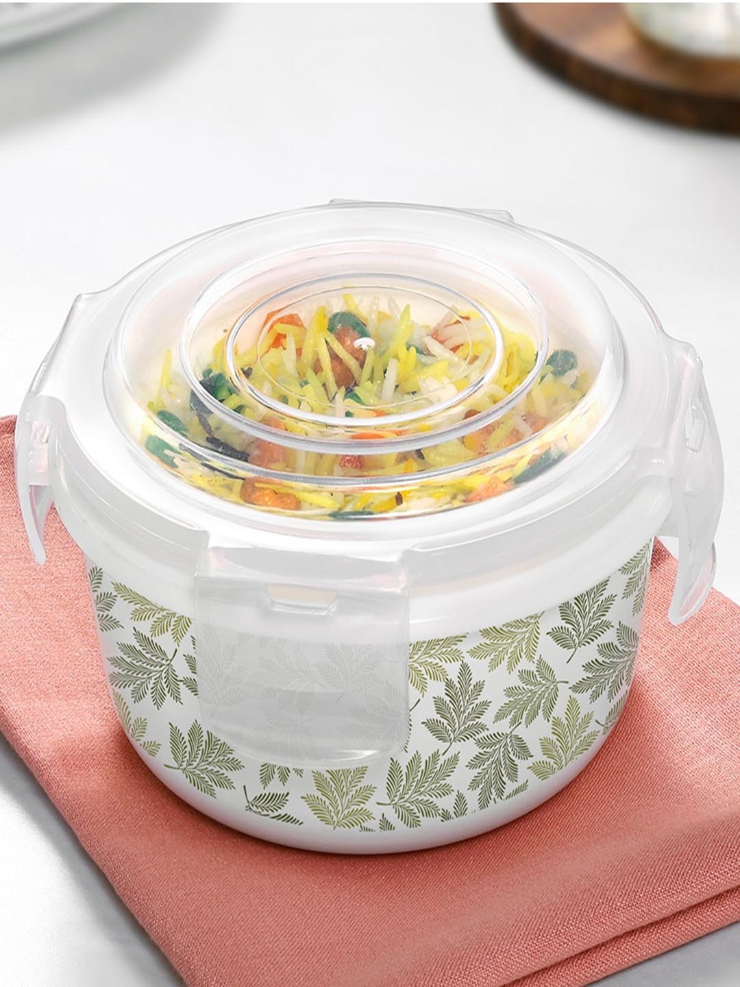 

Larah by BOROSIL Klip-N-Store White Opalware Storage Container & Lid 400 ml