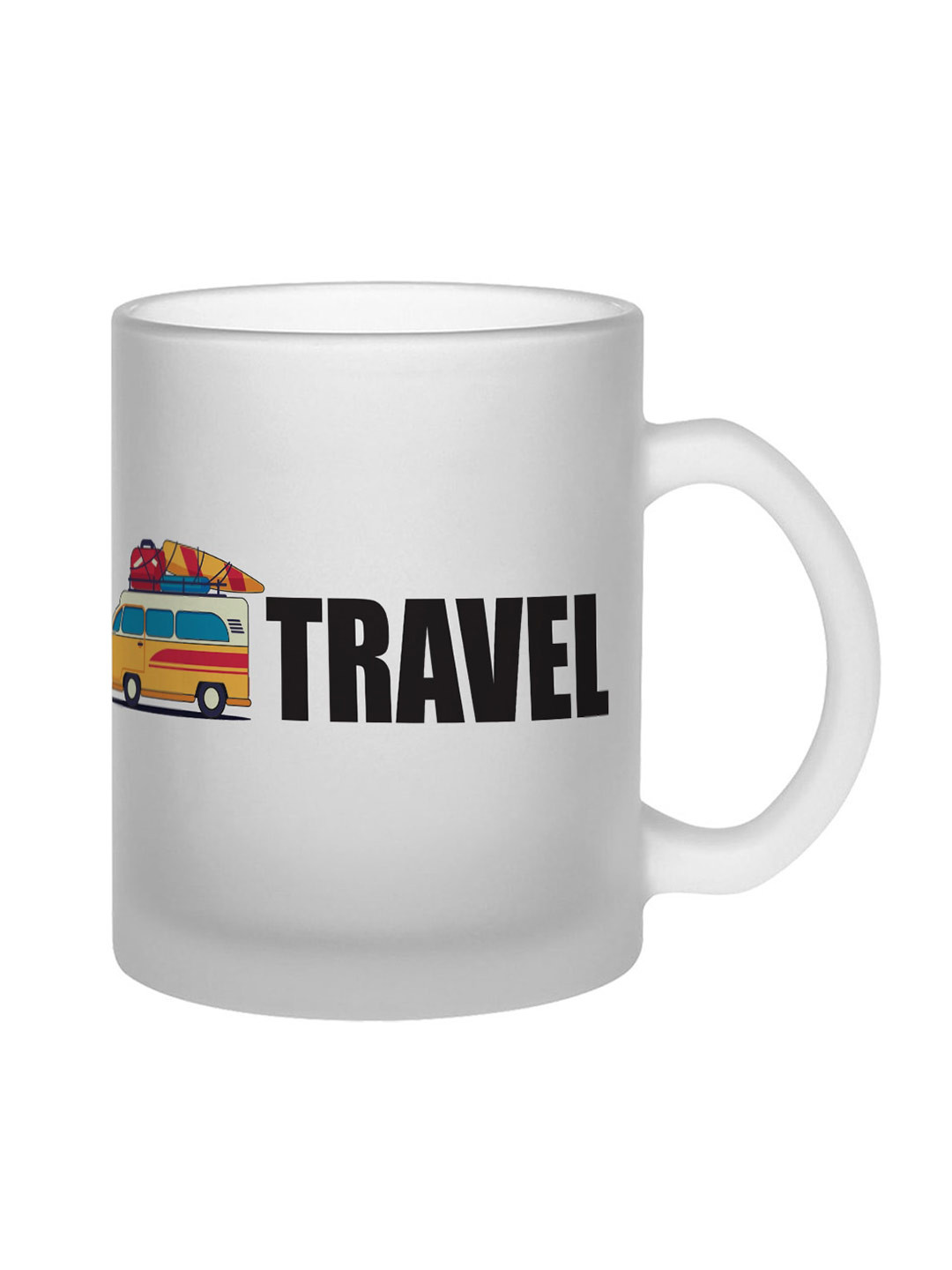 

Gathari White & Yellow Printed Glass Matte Coffee Mug - 350 ML