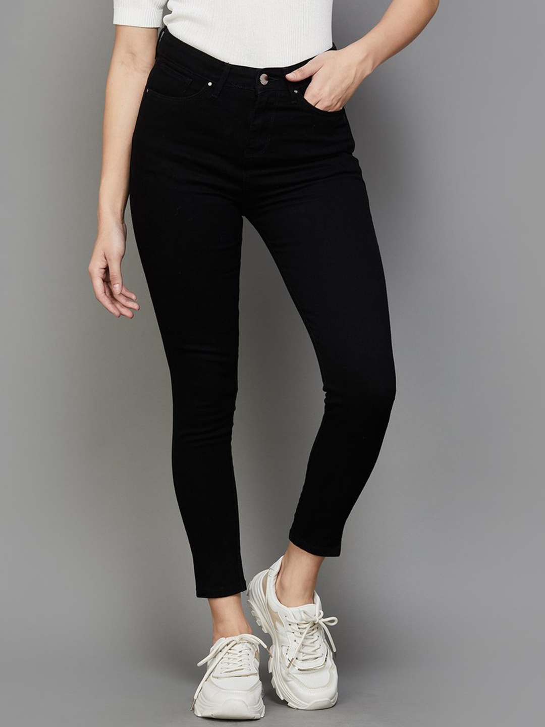 

Xpose Women Comfort Slim Fit High Rise Stretchable Jeans, Black