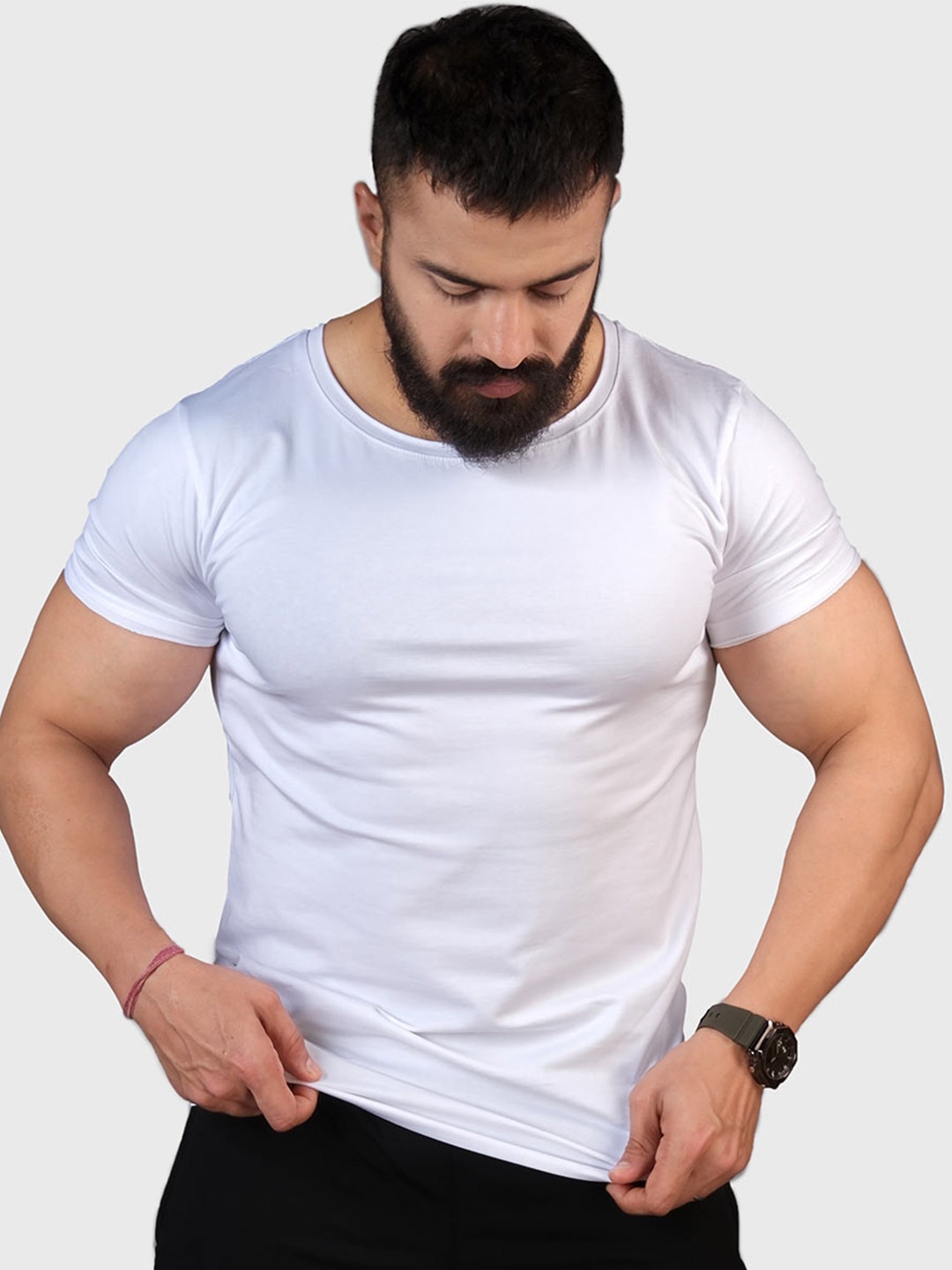 

FUAARK Round Neck Cotton Slim Fit T-shirt Anti Odour, White