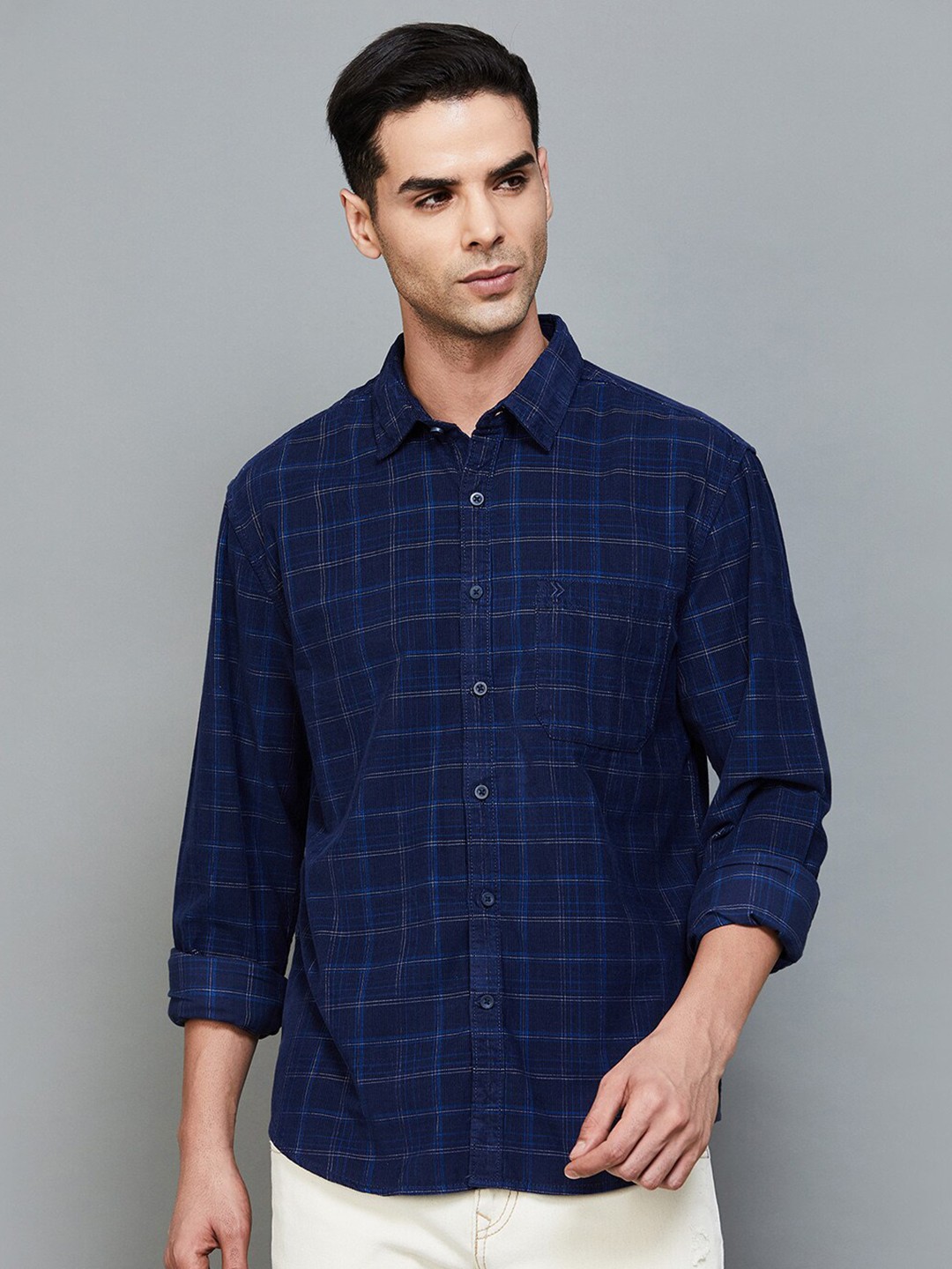 

CODE by Lifestyle Tartan Checked Cotton Casual Shirt, Blue