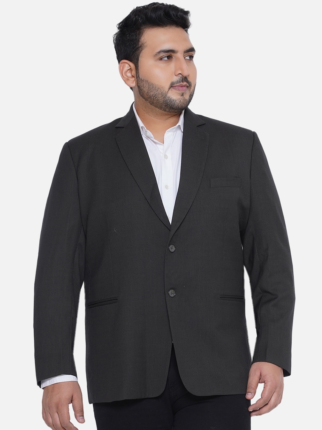 

Santonio Plus Size Notched Lapel Collar Single Breasted Blazer, Black