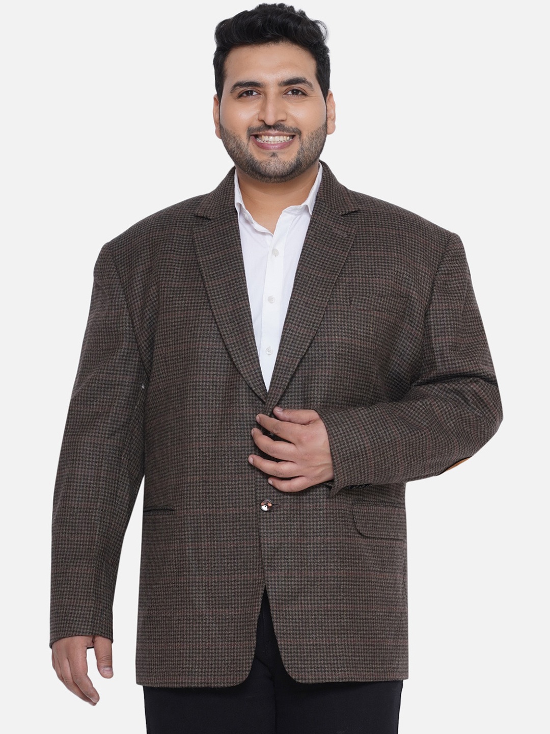 

Santonio Checked Single-Breasted Blazer, Brown
