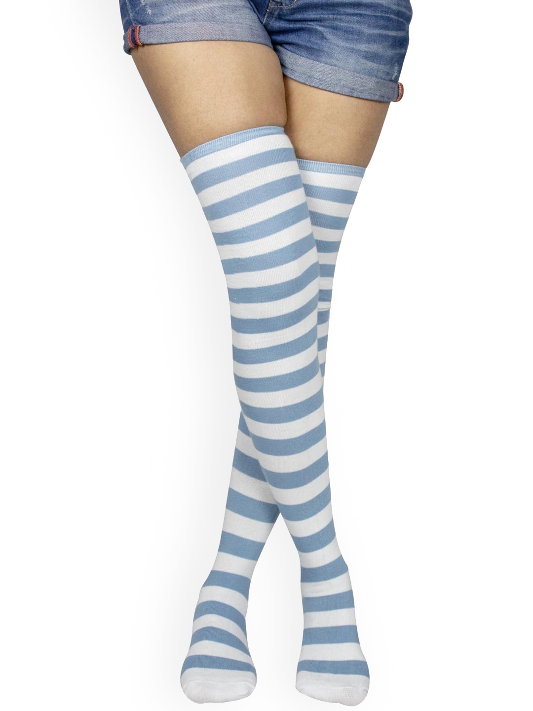 

BAESD Striped Thigh-High Stocking, Blue