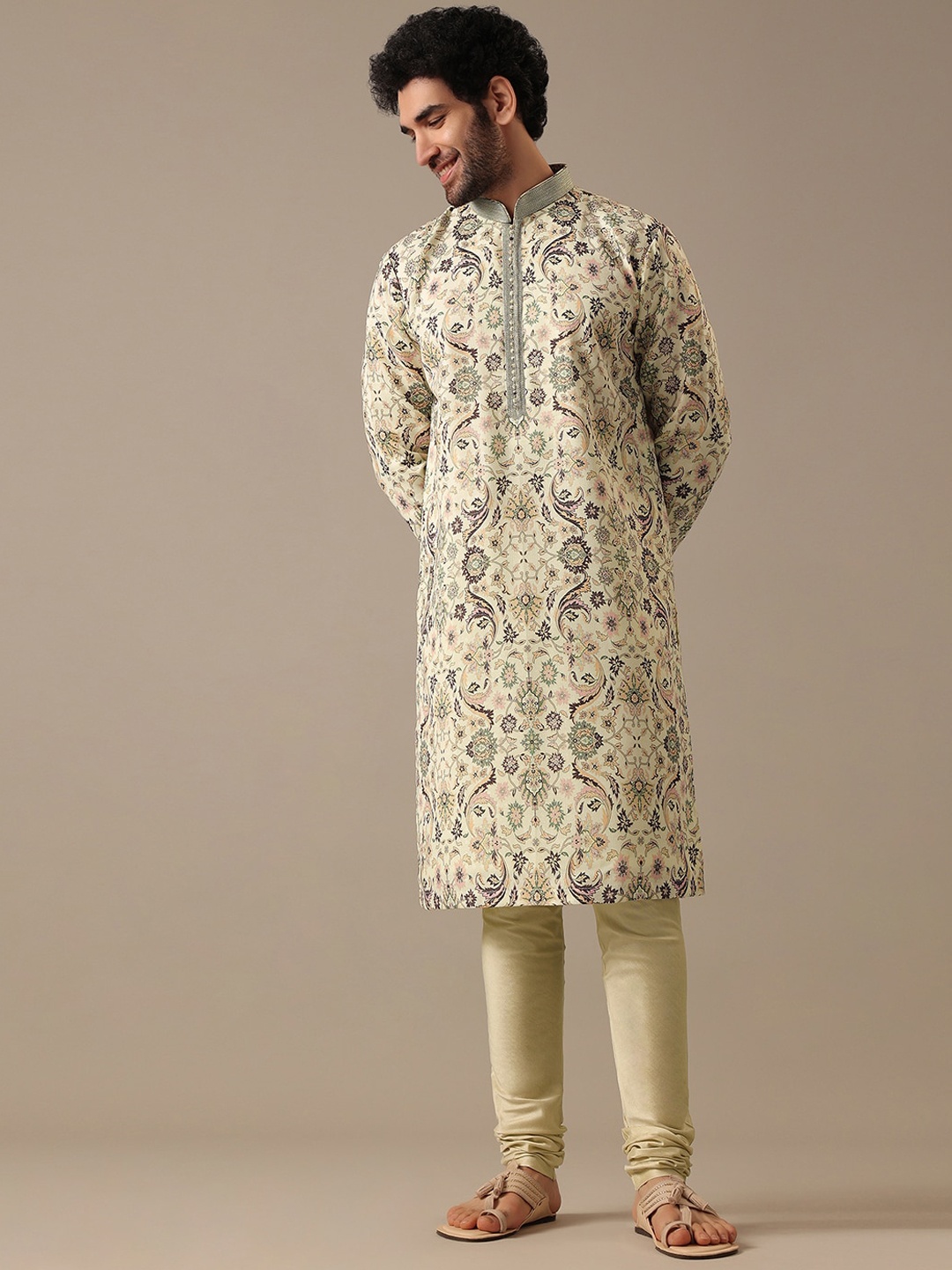 

KALKI Fashion Ethnic Motifs Woven Design Straight Kurta With Pyjamas, White