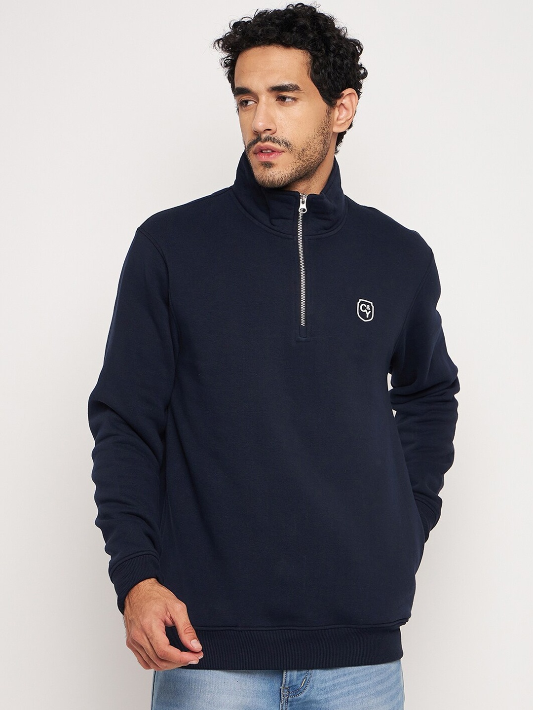 

Club York Mock Collar Fleece Pullover, Navy blue