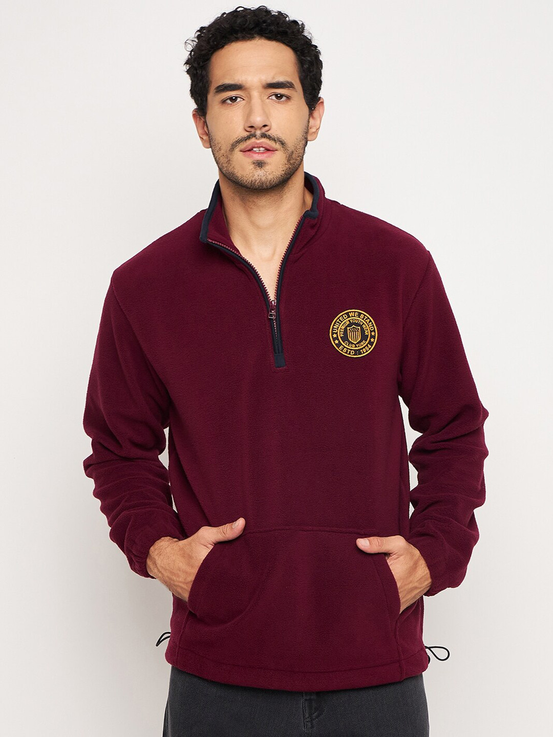 

Club York Half Zipper Mock Neck Fleece Pullover Sweatshirt, Maroon