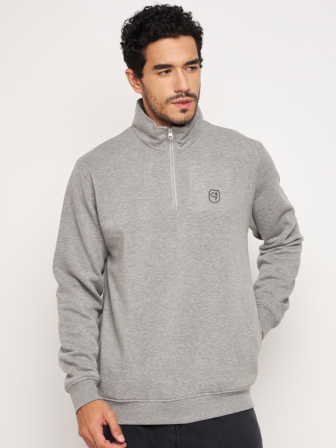 

Club York Mock Collar Fleece Sweatshirt, Grey