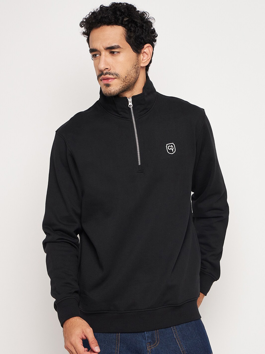 

Club York Mock Collar Fleece Sweatshirt, Black