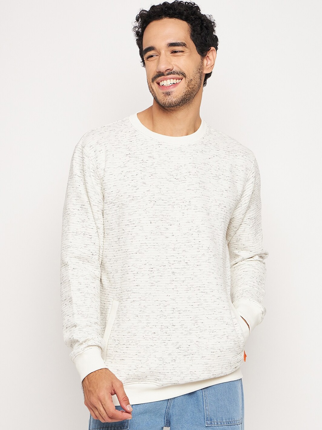 

Club York Self Design Cotton Sweatshirt, White