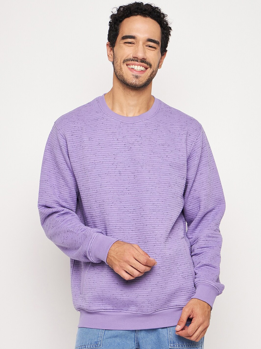 

Club York Self Design Cotton Sweatshirt, Purple