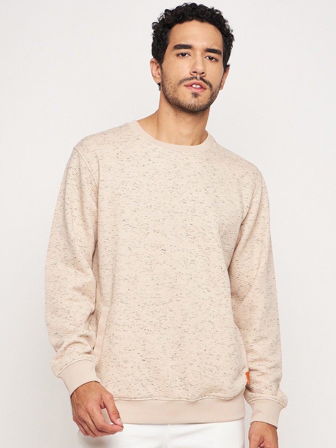 

Club York Self Design Cotton Sweatshirt, Beige