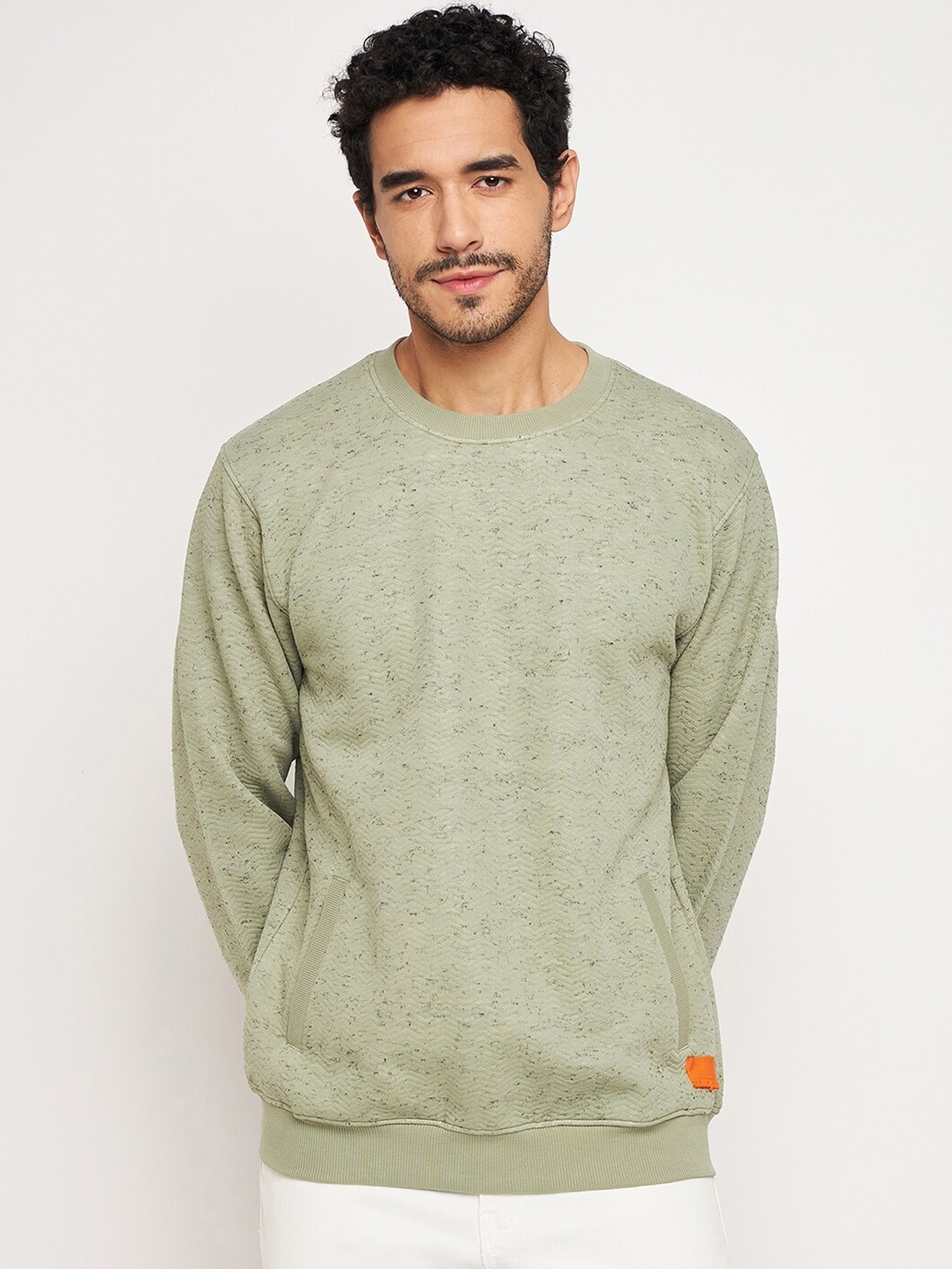 

Club York Self Design Cotton Sweatshirt, Green