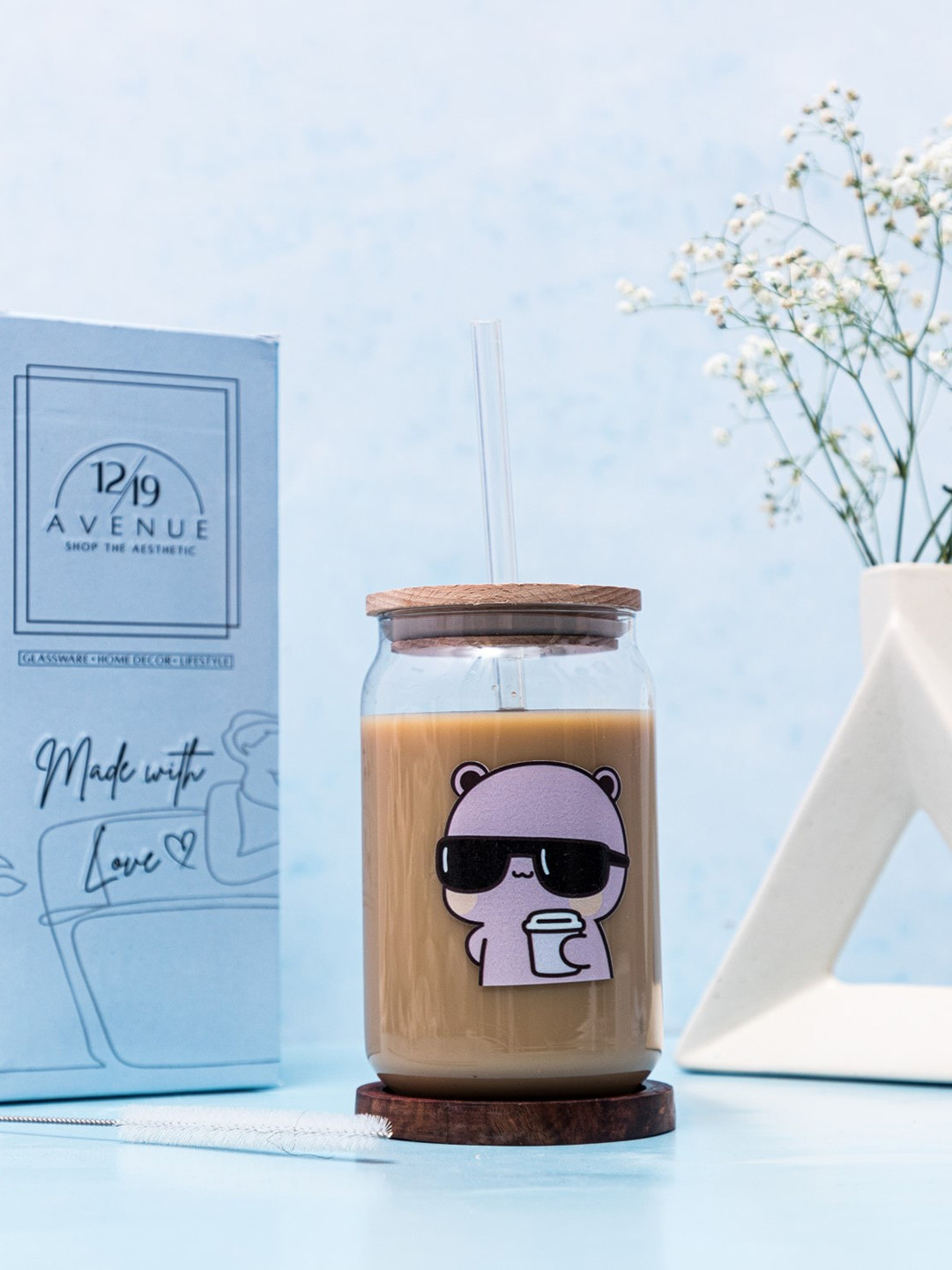 

1219 Avenue Transparent Printed Tall Frosted Tumbler with Straw & Lid - 500 ML