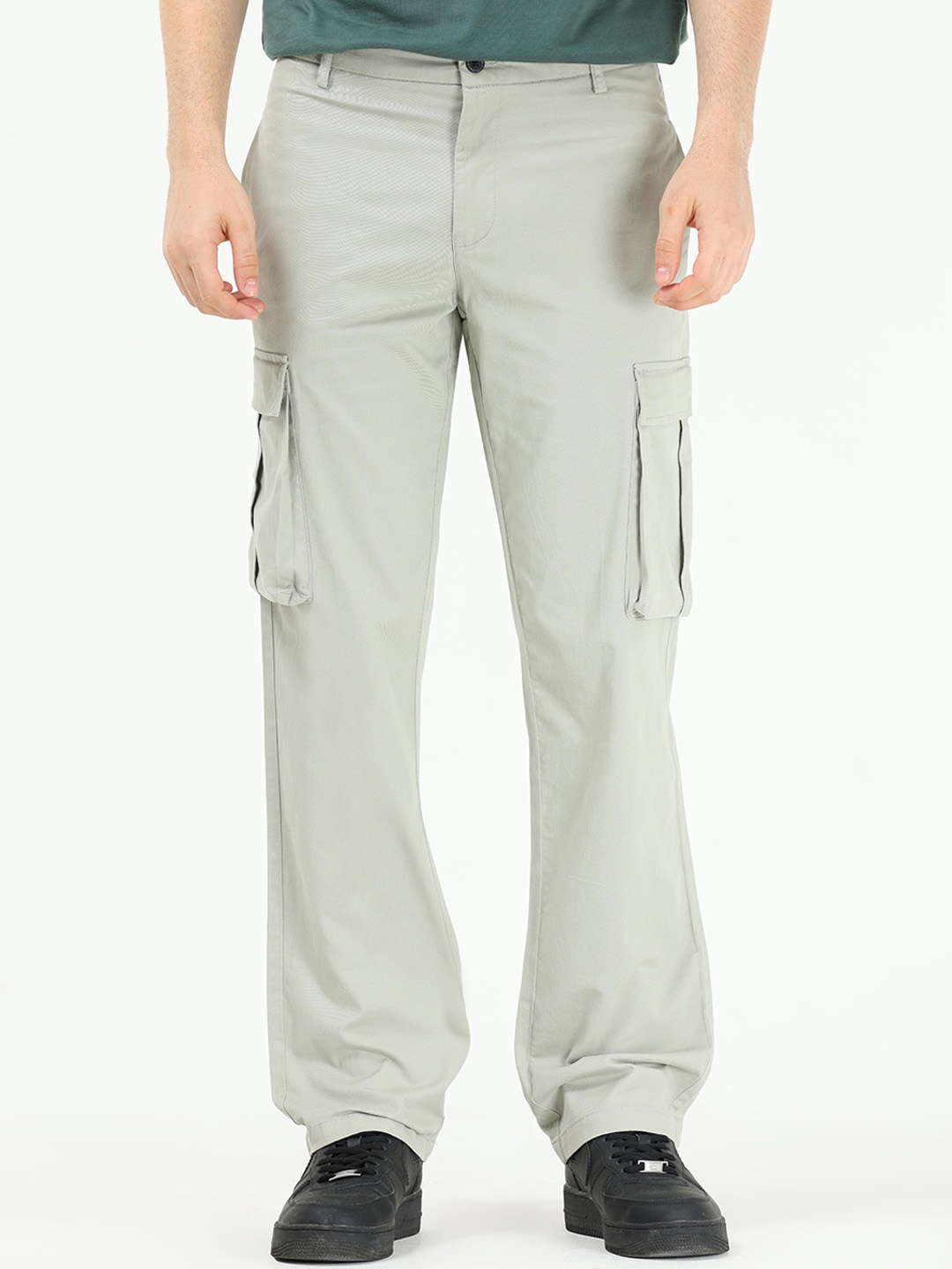

Tailoraedge Men Tailored Loose Fit Cargos, Olive