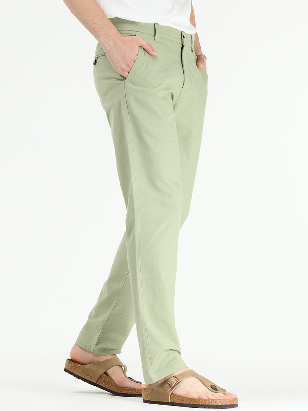 

Tailoraedge Men Tailored Slim Fit Cotton Chinos, Green