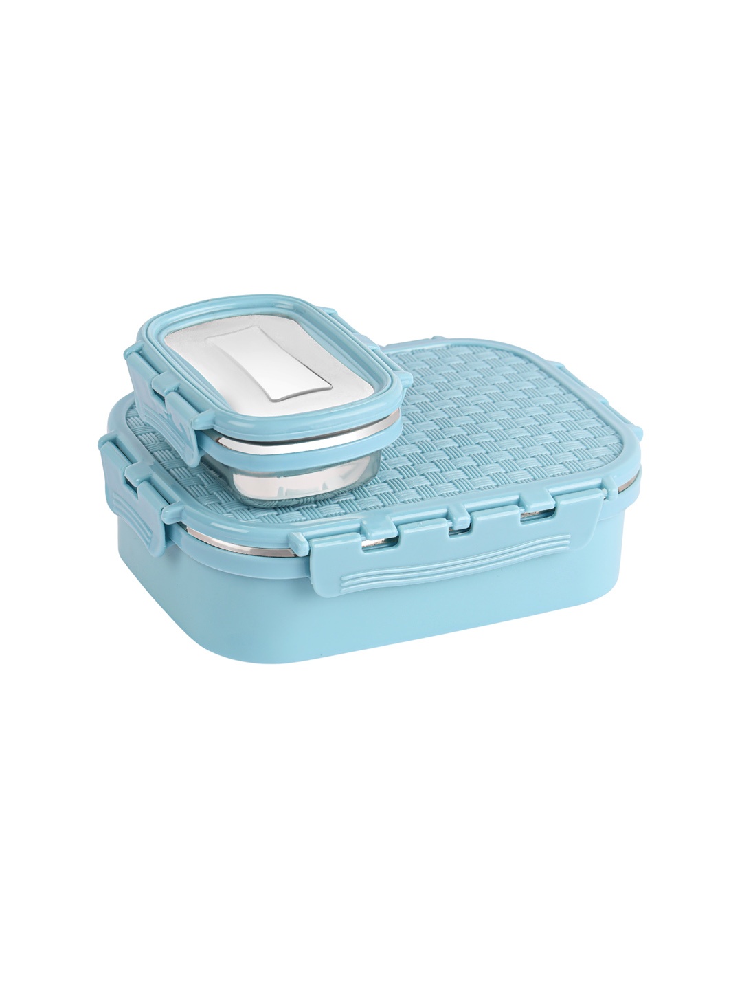 

Cello Matrix Light Blue 100% Food Grade Inner Steel Outer Plastic Lunch Box - 915 ML