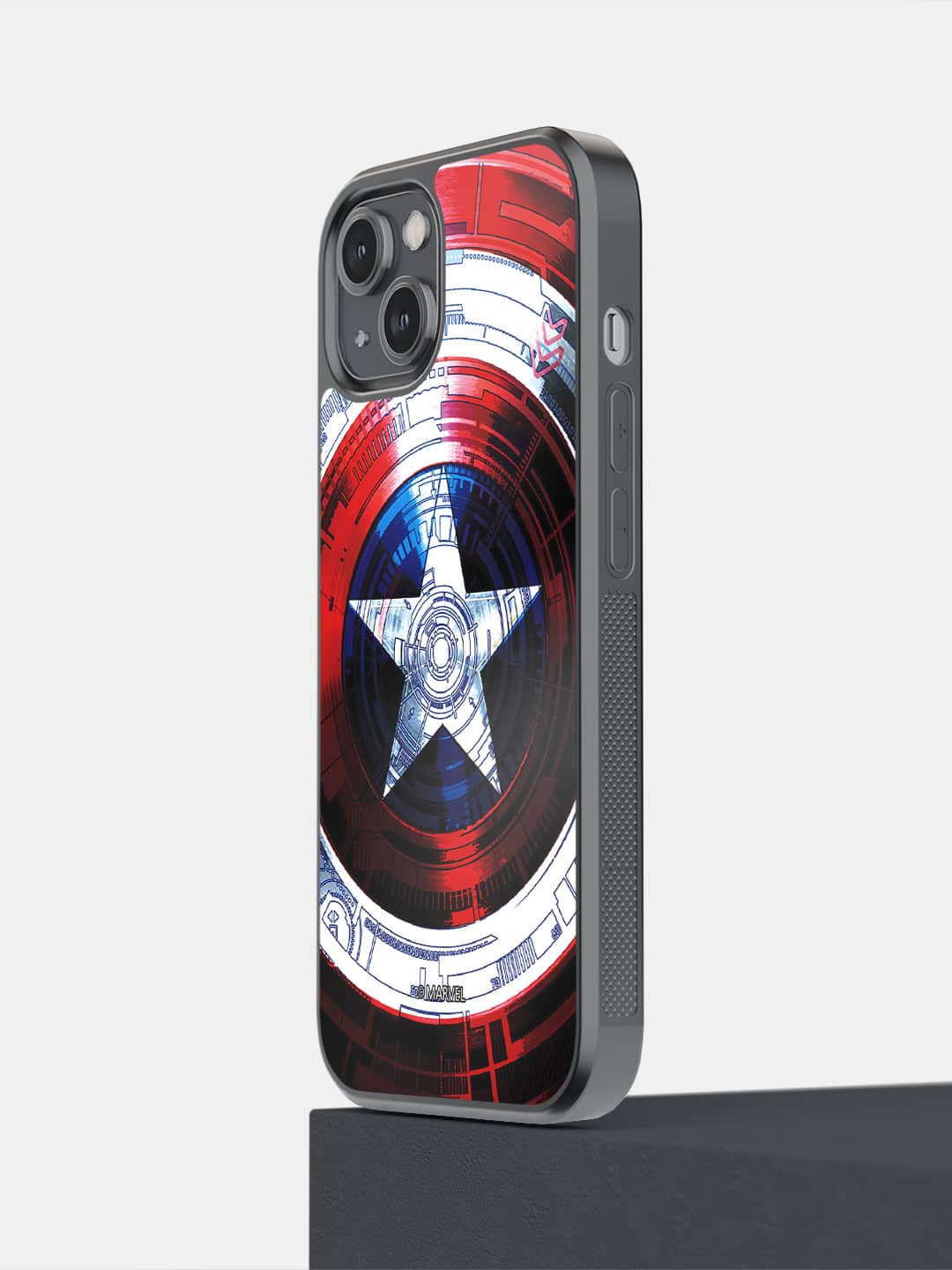 

macmerise Captains Shield Decoded Pattern iPhone 14 Bumper Case Cover, Red