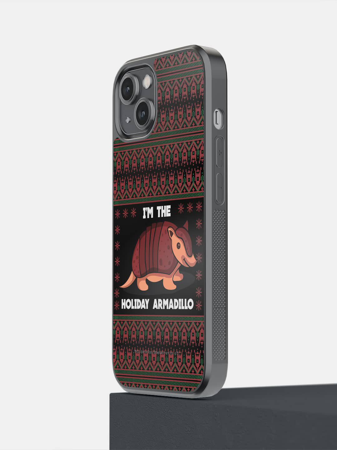 

macmerise Printed Holiday Armadill iPhone 14 Phone Bumper Case, Black