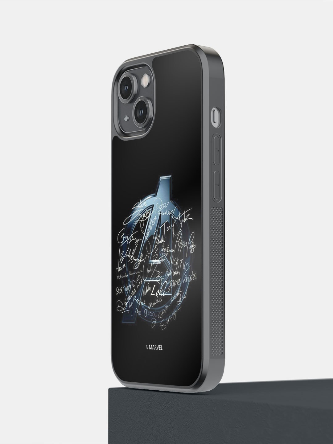 

macmerise Avengers Nostalgia Printed iPhone 14 Bumper Case, Black