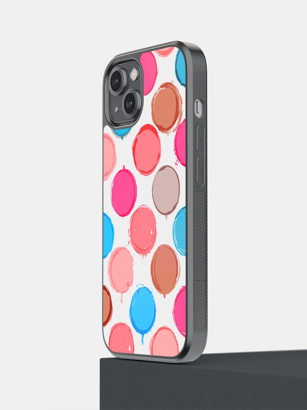 

macmerise Polka Dot Canvas Printed iPhone 14 Bumper Case Cover, White