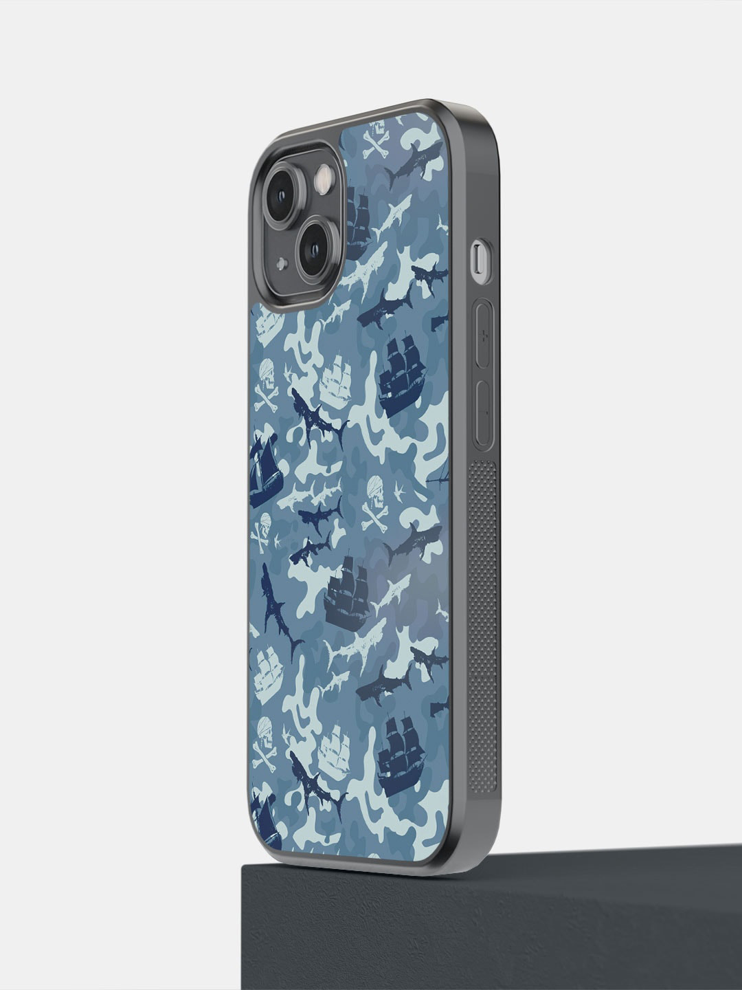 

macmerise Pirates Pattern iPhone 14 Bumper Case Cover, Blue