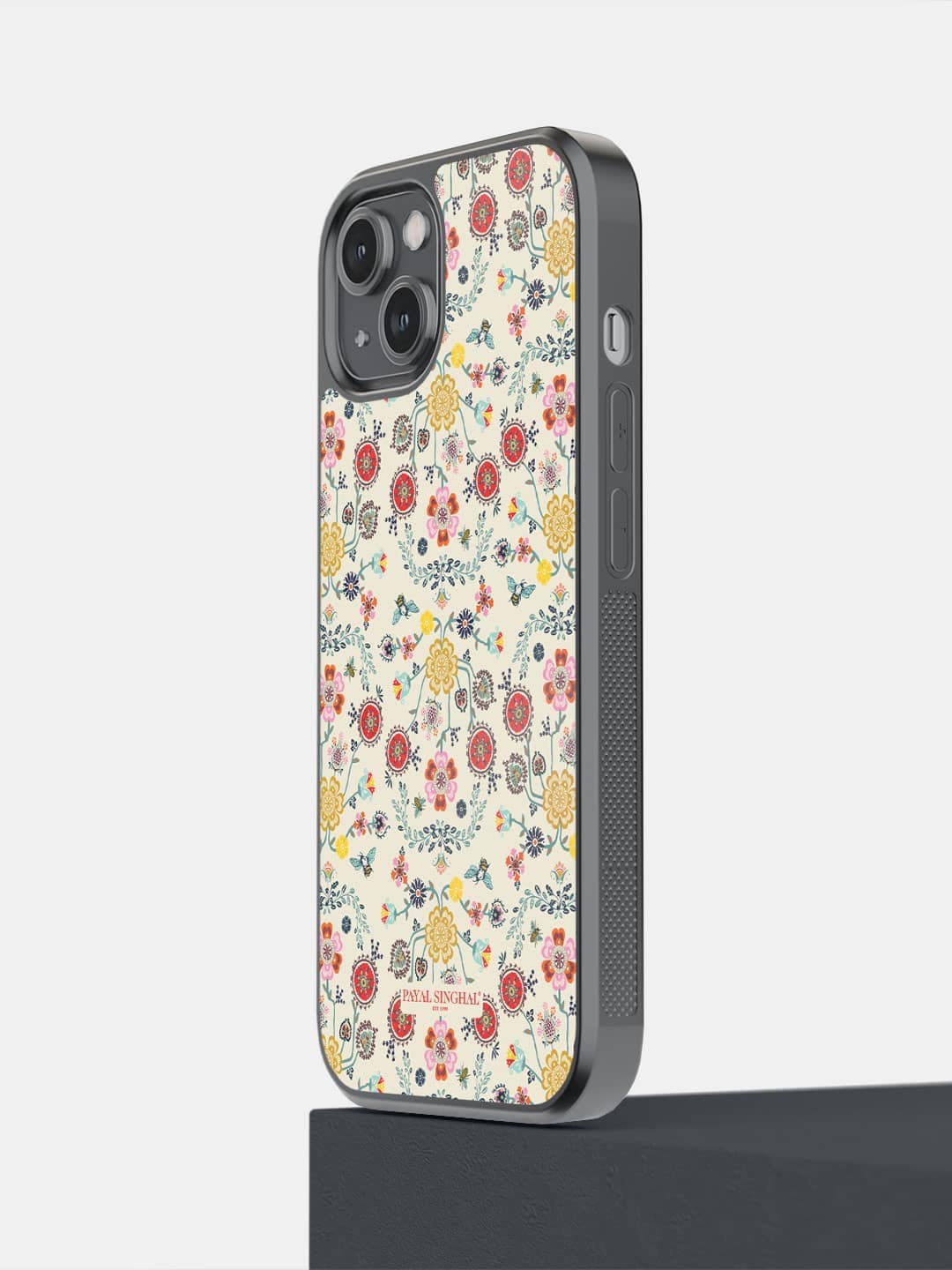 

macmerise Floral Printed iPhone 14 Bumper Case Cover, Beige