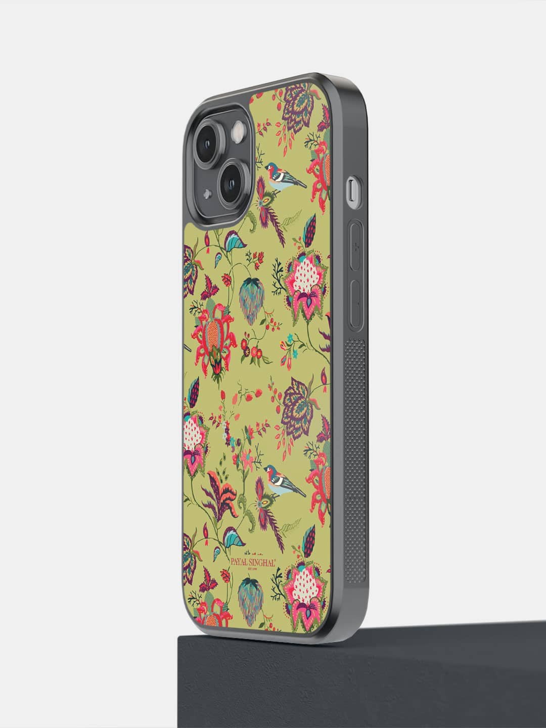 

macmerise Floral Printed iPhone 14 Bumper Case Cover, Olive