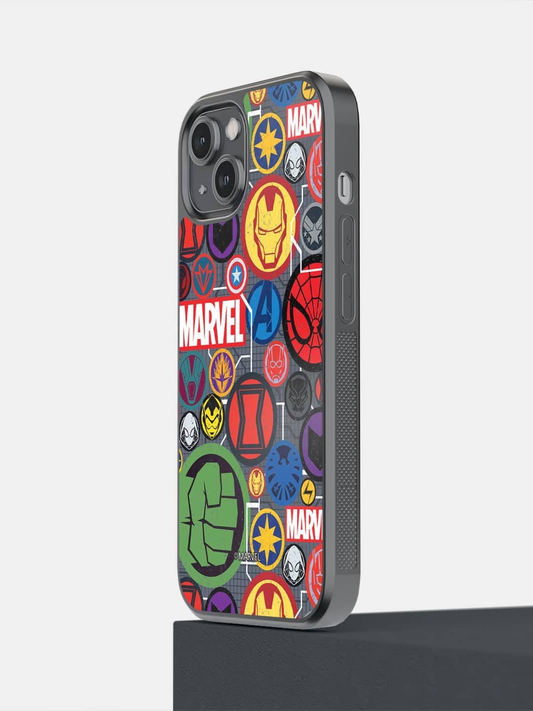 

macmerise Marvel Iconic Mashup Pattern iPhone 14 Bumper Case Cover, Red