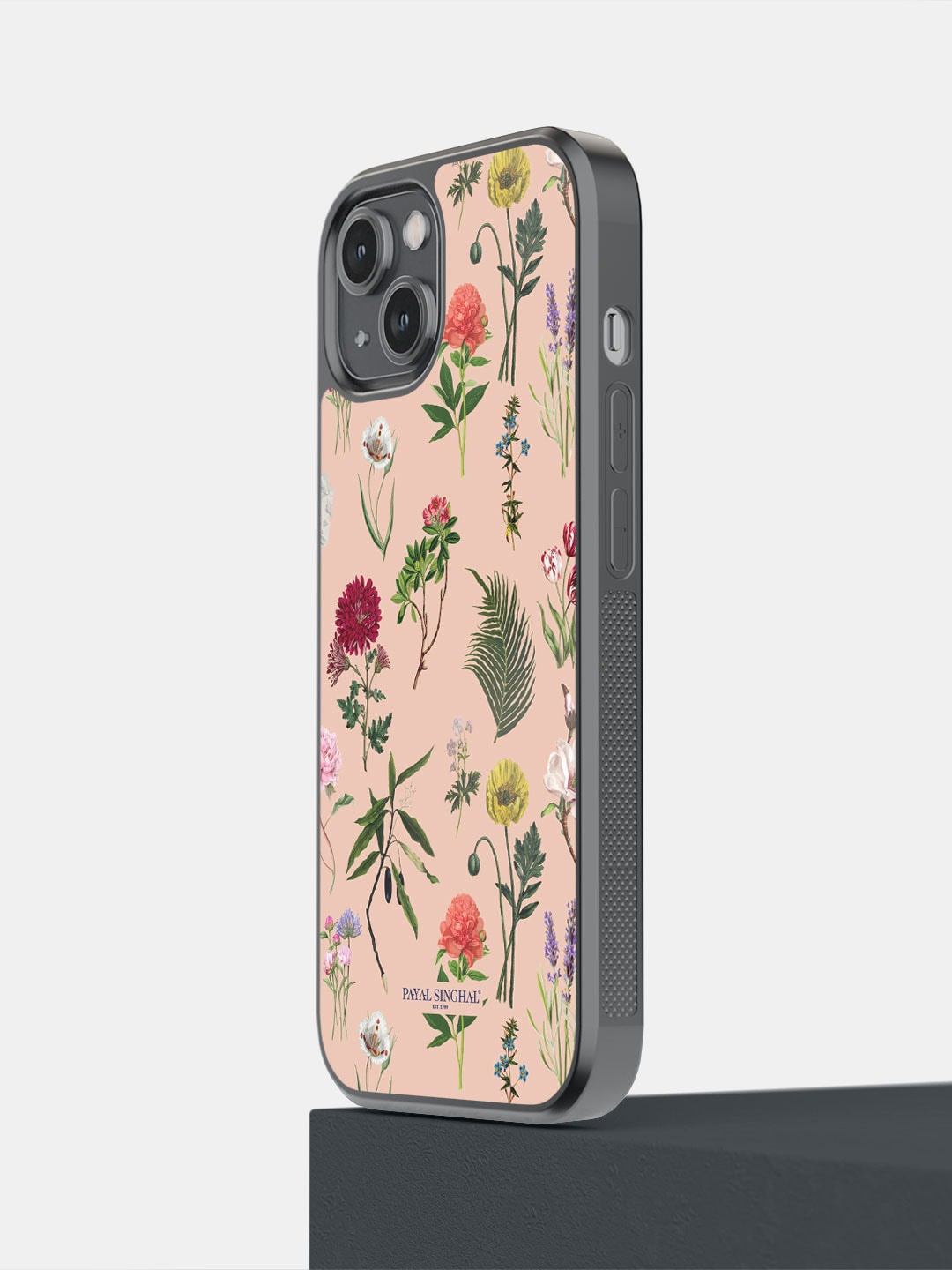 

macmerise Floral Printed iPhone 14 Bumper Case Cover, Peach