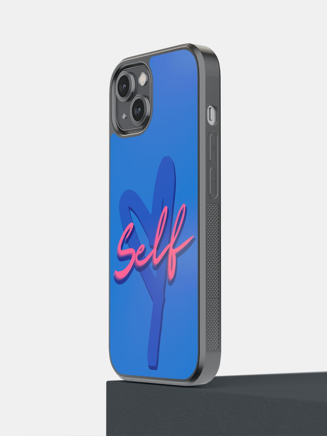 

macmerise Love Self Typography Printed iPhone 14 Bumper Case Cover, Blue