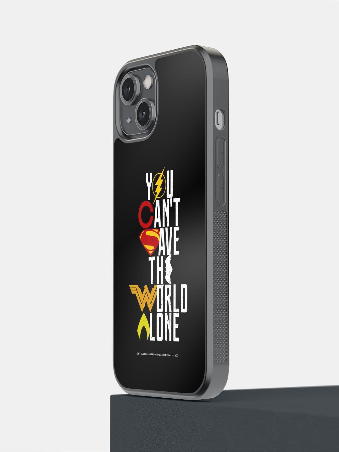 

macmerise Justice League Motto iPhone 14 Bumper Case Cover, Black