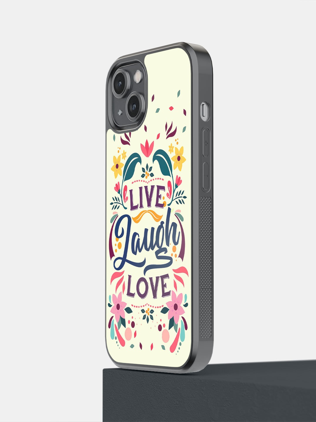 

macmerise Live Laugh Love Printed iPhone 14 Phone Bumper Case Cover, White
