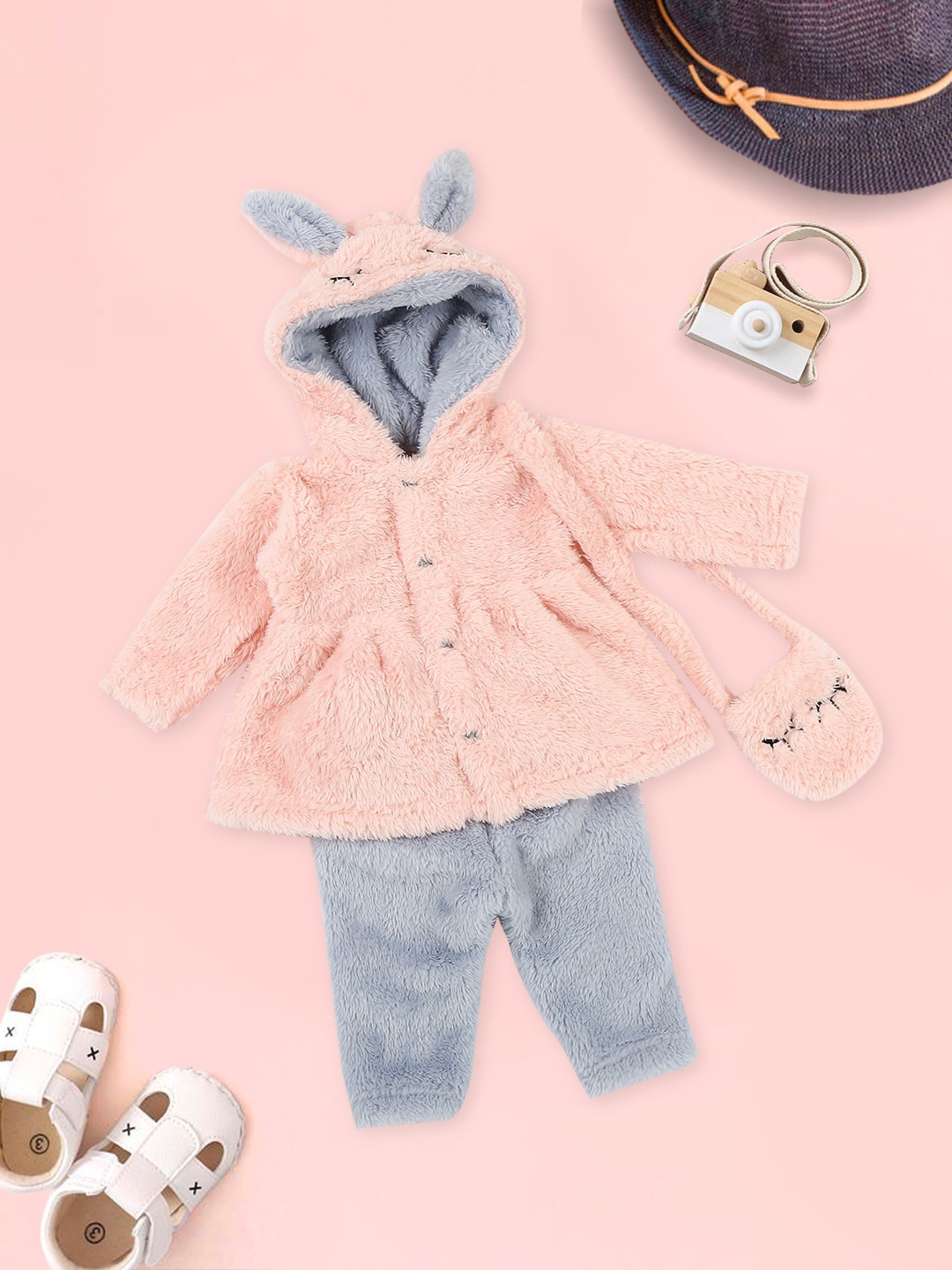 

MeeMee Infant Girls Hooded Top With Leggings, Pink